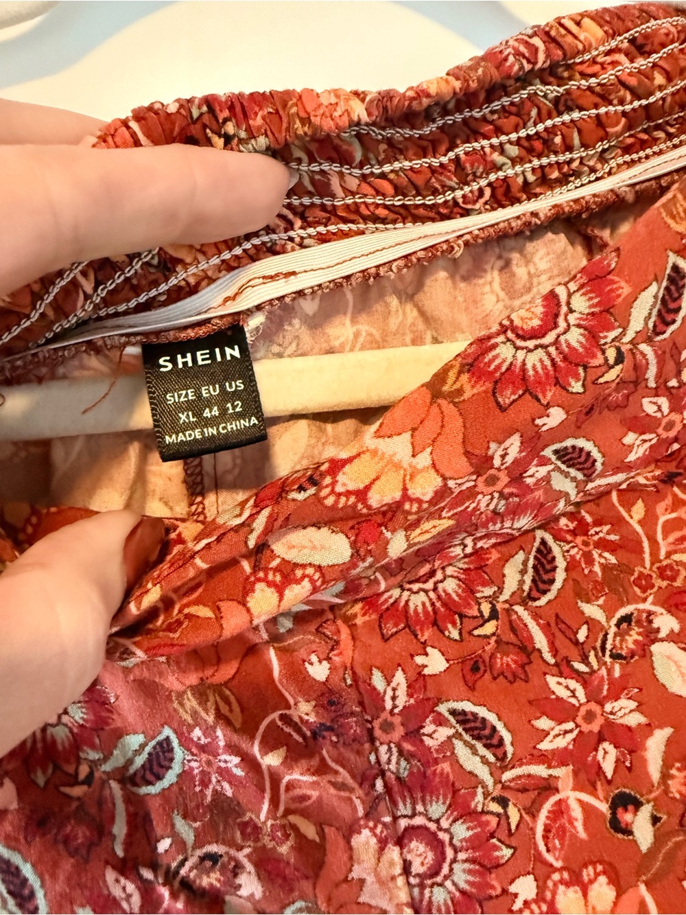 SHEIN Rust Floral Boho Flare Pants - Picture 5 of 7
